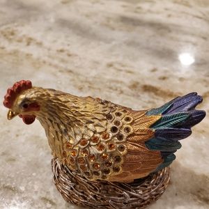 Trinket Box - Enamel/Swarovski Crystal Nesting Hen